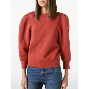 Frame Pleated Panel Sweatshirt in Redwood Size Medium